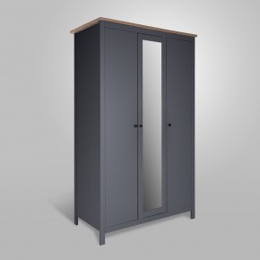 2.08.01.040.15 САГА шкаф 3 двери с зеркалом серый/ясень в Лесном - lesnoy.ok-mebel.com | фото