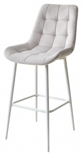 Барный стул ХОФМАН, цвет H-09 Светло-серый, велюр / белый каркас М-City в Лесном - lesnoy.ok-mebel.com | фото