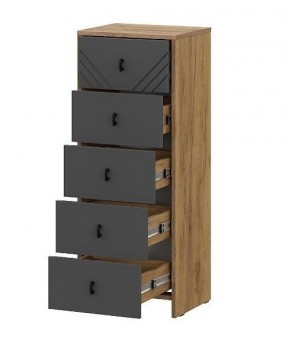 БАЙКАЛ Комод (5 ящиков) Графит/Дуб золотой в Лесном - lesnoy.ok-mebel.com | фото 2