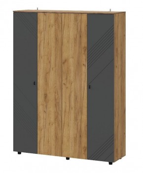 БАЙКАЛ Шкаф четырехстворчатый (Графит/Дуб золотой) в Лесном - lesnoy.ok-mebel.com | фото