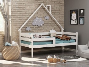 Детская кровать-домик из массива березы Соня-2 (800*1600) Белый/Лак в Лесном - lesnoy.ok-mebel.com | фото