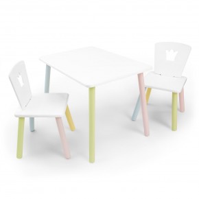 Детский комплект стол и два стула «Корона» Rolti Baby (белый/цветной, массив березы/мдф) в Лесном - lesnoy.ok-mebel.com | фото