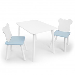 Детский комплект стол и два стула «Мишка» Rolti Baby (белый/голубой, массив березы/мдф) в Лесном - lesnoy.ok-mebel.com | фото