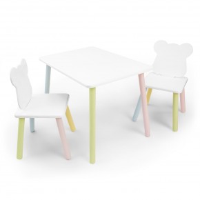 Детский комплект стол и два стула «Мишка» Rolti Baby (белый/цветной, массив березы/мдф) в Лесном - lesnoy.ok-mebel.com | фото
