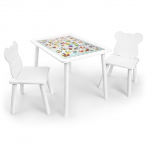 Детский комплект стол и два стула Мишка Rolti Baby с накладкой Алфавит (белая столешница/белое сиденье/белые ножки) в Лесном - lesnoy.ok-mebel.com | фото