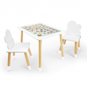 Детский комплект стол и два стула Облачко Rolti Baby с накладкой Алфавит (белая столешница/белое сиденье/береза ножки) в Лесном - lesnoy.ok-mebel.com | фото