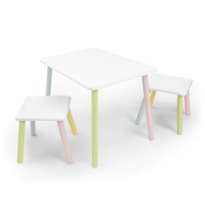 Детский комплект стол и два табурета Rolti Baby (белая столешница/белое сиденье/цветные ножки) в Лесном - lesnoy.ok-mebel.com | фото