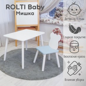 Детский комплект стол и стул «Мишка» Rolti Baby  (голубая столешница/голубое сиденье/белые ножки) в Лесном - lesnoy.ok-mebel.com | фото
