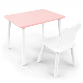Детский комплект стол и стул «Мишка» Rolti Baby (розовый/белый, массив березы/мдф) в Лесном - lesnoy.ok-mebel.com | фото