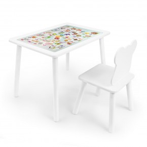 Детский комплект стол и стул Мишка Rolti Baby с накладкой Алфавит (белая столешница/белое сиденье/белые ножки) в Лесном - lesnoy.ok-mebel.com | фото