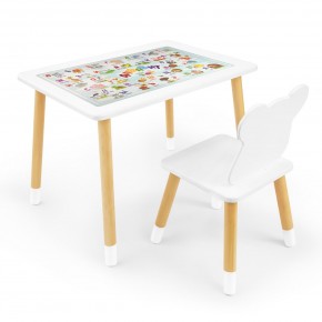 Детский комплект стол и стул Мишка Rolti Baby с накладкой Алфавит (белая столешница/белое сиденье/береза ножки) в Лесном - lesnoy.ok-mebel.com | фото