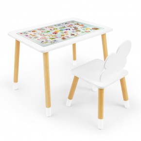Детский комплект стол и стул Облачко Rolti Baby с накладкой Алфавит (белая столешница/белое сиденье/береза ножки) в Лесном - lesnoy.ok-mebel.com | фото
