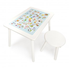 Детский комплект стол и табурет круглый Rolti Baby с накладкой Алфавит (белая столешница/белое сиденье/белые ножки) в Лесном - lesnoy.ok-mebel.com | фото