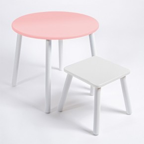 Детский комплект стол КРУГЛЫЙ  и табурет Rolti Baby (розовая столешница/белое сиденье/белые ножки) в Лесном - lesnoy.ok-mebel.com | фото