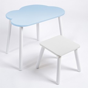 Детский комплект стол ОБЛАЧКО  и табурет Rolti Baby (голубая столешница/белое сиденье/белые ножки) в Лесном - lesnoy.ok-mebel.com | фото