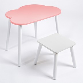 Детский комплект стол ОБЛАЧКО  и табурет Rolti Baby (розовая столешница/белое сиденье/белые ножки) в Лесном - lesnoy.ok-mebel.com | фото