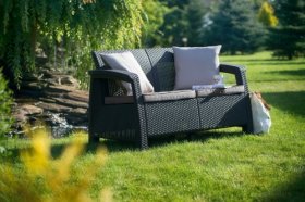 Диван пластиковый Корфу (Corfu love seat) графит в Лесном - lesnoy.ok-mebel.com | фото 2