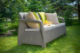 Диван пластиковый Корфу Макс (Corfu love seat max) капучино - песок в Лесном - lesnoy.ok-mebel.com | фото 3