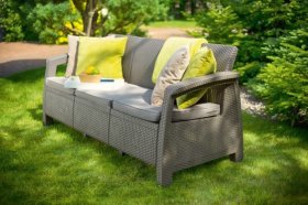 Диван пластиковый Корфу Макс (Corfu love seat max) капучино - песок в Лесном - lesnoy.ok-mebel.com | фото 4