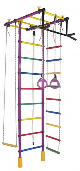 ДСК Атлант цв.фиолетовый радуга: турник, кольца, канат, трапеция, веревочная лестница в Лесном - lesnoy.ok-mebel.com | фото