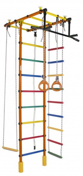 ДСК Атлант оранжевый радуга: турник, кольца, канат, трапеция, веревочная лестница в Лесном - lesnoy.ok-mebel.com | фото