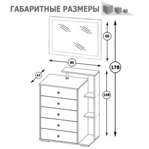 Камелия Комод + Зеркало, цвет белый, ШхГхВ 80х46,8х178 см., НЕ универсальная сборка в Лесном - lesnoy.ok-mebel.com | фото 5