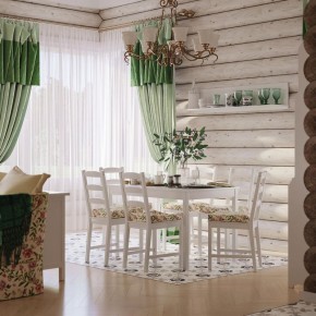 Комлект Вествик обеденный стол и четыре стула, массив сосны, цвет белый в Лесном - lesnoy.ok-mebel.com | фото 1