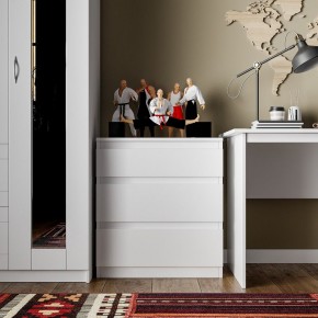 Комод КАСТОР с тремя ящиками, цвет белый в Лесном - lesnoy.ok-mebel.com | фото 3