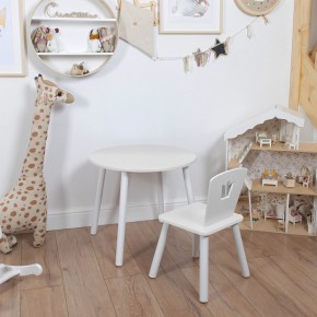 Комплект детский стол КРУГЛЫЙ и стул КОРОНА ROLTI Baby (белая столешница/белое сиденье/белые ножки) в Лесном - lesnoy.ok-mebel.com | фото