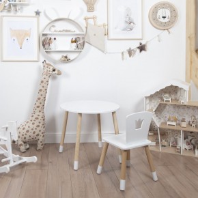 Комплект детский стол КРУГЛЫЙ и стул КОРОНА ROLTI Baby (белая столешница/белое сиденье/береза ножки) в Лесном - lesnoy.ok-mebel.com | фото