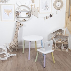 Комплект детский стол КРУГЛЫЙ и стул КОРОНА ROLTI Baby (белая столешница/белое сиденье/цветные ножки) в Лесном - lesnoy.ok-mebel.com | фото 1