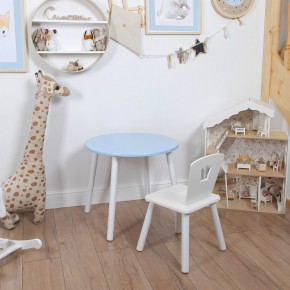 Комплект детский стол КРУГЛЫЙ и стул КОРОНА ROLTI Baby (голубая столешница/белое сиденье/белые ножки) в Лесном - lesnoy.ok-mebel.com | фото 2