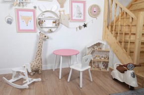 Комплект детский стол КРУГЛЫЙ и стул КОРОНА ROLTI Baby (розовая столешница/белое сиденье/белые ножки) в Лесном - lesnoy.ok-mebel.com | фото 2