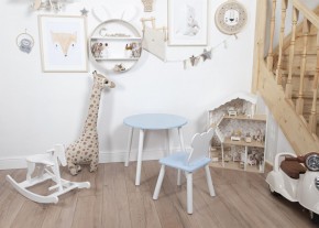Комплект детский стол КРУГЛЫЙ и стул МИШКА ROLTI Baby (голубая столешница/голубое сиденье/белые ножки) в Лесном - lesnoy.ok-mebel.com | фото 5