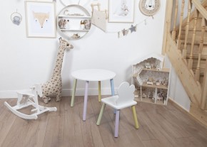 Комплект детский стол КРУГЛЫЙ и стул ОБЛАЧКО ROLTI Baby (белая столешница/белое сиденье/цветные ножки) в Лесном - lesnoy.ok-mebel.com | фото 3