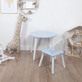 Комплект детский стол КРУГЛЫЙ и стул ОБЛАЧКО ROLTI Baby (голубая столешница/голубое сиденье/белые ножки) в Лесном - lesnoy.ok-mebel.com | фото