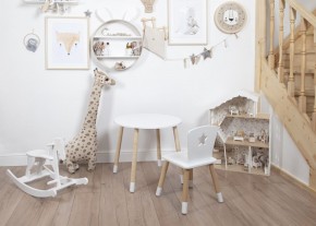 Комплект детский стол КРУГЛЫЙ и стул ЗВЕЗДА ROLTI Baby (белая столешница/белое сиденье/береза ножки) в Лесном - lesnoy.ok-mebel.com | фото 5
