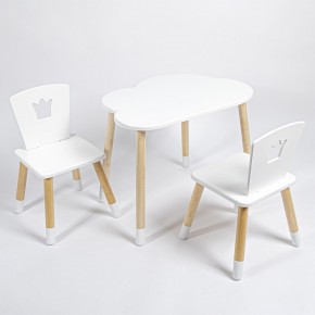 Комплект детский стол ОБЛАЧКО и два стула КОРОНА ROLTI Baby (белая столешница/белое сиденье/береза ножки) в Лесном - lesnoy.ok-mebel.com | фото