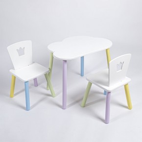 Комплект детский стол ОБЛАЧКО и два стула КОРОНА ROLTI Baby (белая столешница/белое сиденье/цветные ножки) в Лесном - lesnoy.ok-mebel.com | фото