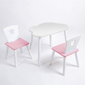 Комплект детский стол ОБЛАЧКО и два стула КОРОНА ROLTI Baby (белая столешница/розовое сиденье/белые ножки) в Лесном - lesnoy.ok-mebel.com | фото 1