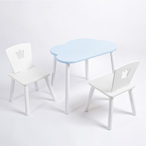 Комплект детский стол ОБЛАЧКО и два стула КОРОНА ROLTI Baby (голубая столешница/белое сиденье/белые ножки) в Лесном - lesnoy.ok-mebel.com | фото