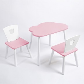 Комплект детский стол ОБЛАЧКО и два стула КОРОНА ROLTI Baby (розовая столешница/розовое сиденье/белые ножки) в Лесном - lesnoy.ok-mebel.com | фото 1