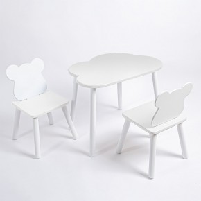 Комплект детский стол ОБЛАЧКО и два стула МИШКА ROLTI Baby (белая столешница/белое сиденье/белые ножки) в Лесном - lesnoy.ok-mebel.com | фото