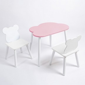 Комплект детский стол ОБЛАЧКО и два стула МИШКА ROLTI Baby (розовый столешница/белое сиденье/белые ножки) в Лесном - lesnoy.ok-mebel.com | фото 1