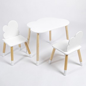 Комплект детский стол ОБЛАЧКО и два стула ОБЛАЧКО ROLTI Baby (белая столешница/белое сиденье/береза ножки) в Лесном - lesnoy.ok-mebel.com | фото