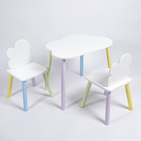 Комплект детский стол ОБЛАЧКО и два стула ОБЛАЧКО  ROLTI Baby (белая столешница/белое сиденье/цветные ножки) в Лесном - lesnoy.ok-mebel.com | фото