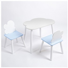 Комплект детский стол ОБЛАЧКО и два стула ОБЛАЧКО ROLTI Baby (белая столешница/голубое сиденье/белые ножки) в Лесном - lesnoy.ok-mebel.com | фото 1