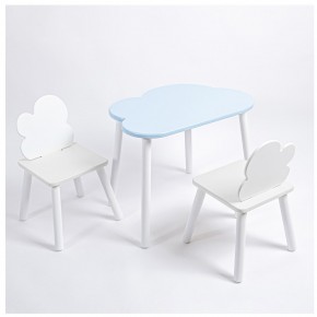 Комплект детский стол ОБЛАЧКО и два стула ОБЛАЧКО ROLTI Baby (голубая столешница/белое сиденье/белые ножки) в Лесном - lesnoy.ok-mebel.com | фото