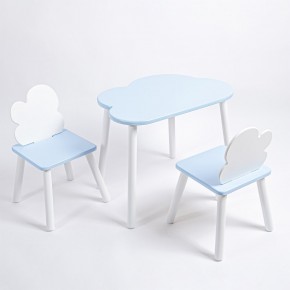 Комплект детский стол ОБЛАЧКО и два стула ОБЛАЧКО ROLTI Baby (голубая столешница/голубое сиденье/белые ножки) в Лесном - lesnoy.ok-mebel.com | фото