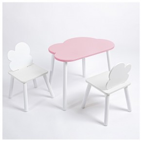 Комплект детский стол ОБЛАЧКО и два стула ОБЛАЧКО ROLTI Baby (розовая столешница/белое сиденье/белые ножки) в Лесном - lesnoy.ok-mebel.com | фото